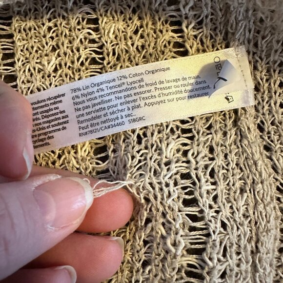 Women's M Eileen Fisher Duster Cardigan Sweater Beige Open Crochet Weave - Picture 9 of 9